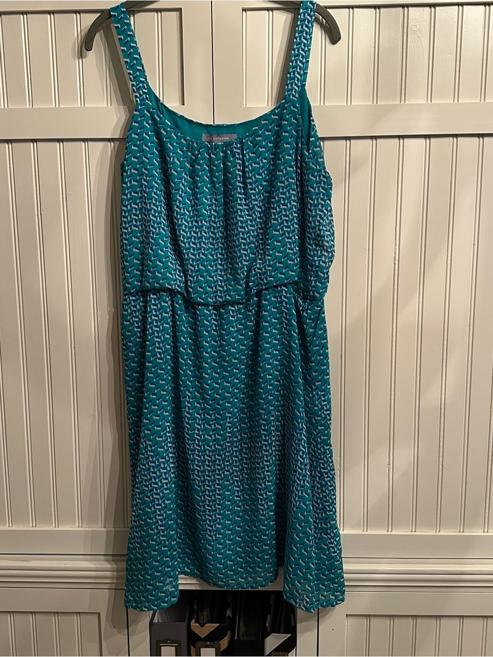 NY Collection Teal Printed Midi Sundress